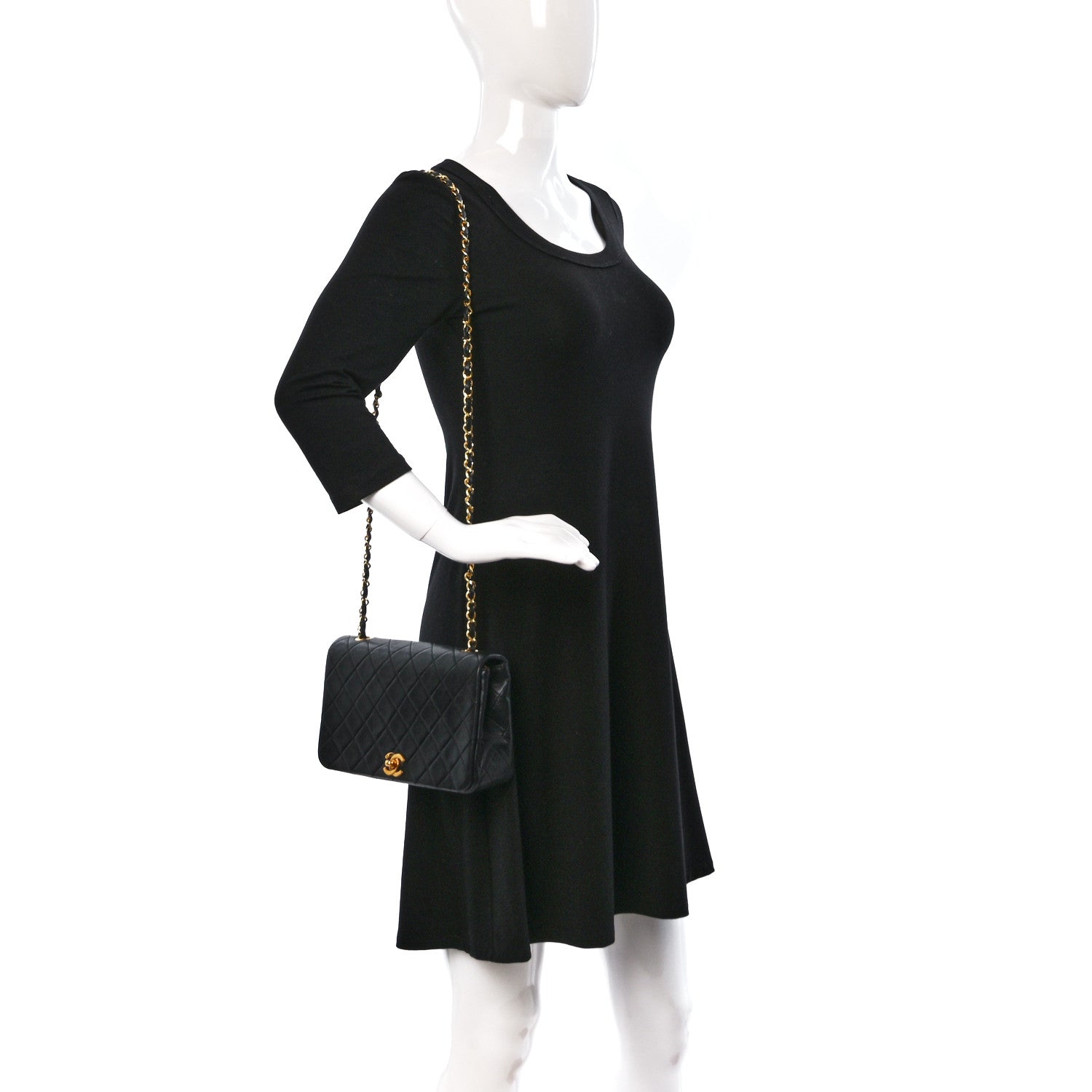 Chanel Lambskin Quilted Small Single Flap Black 2 of 9