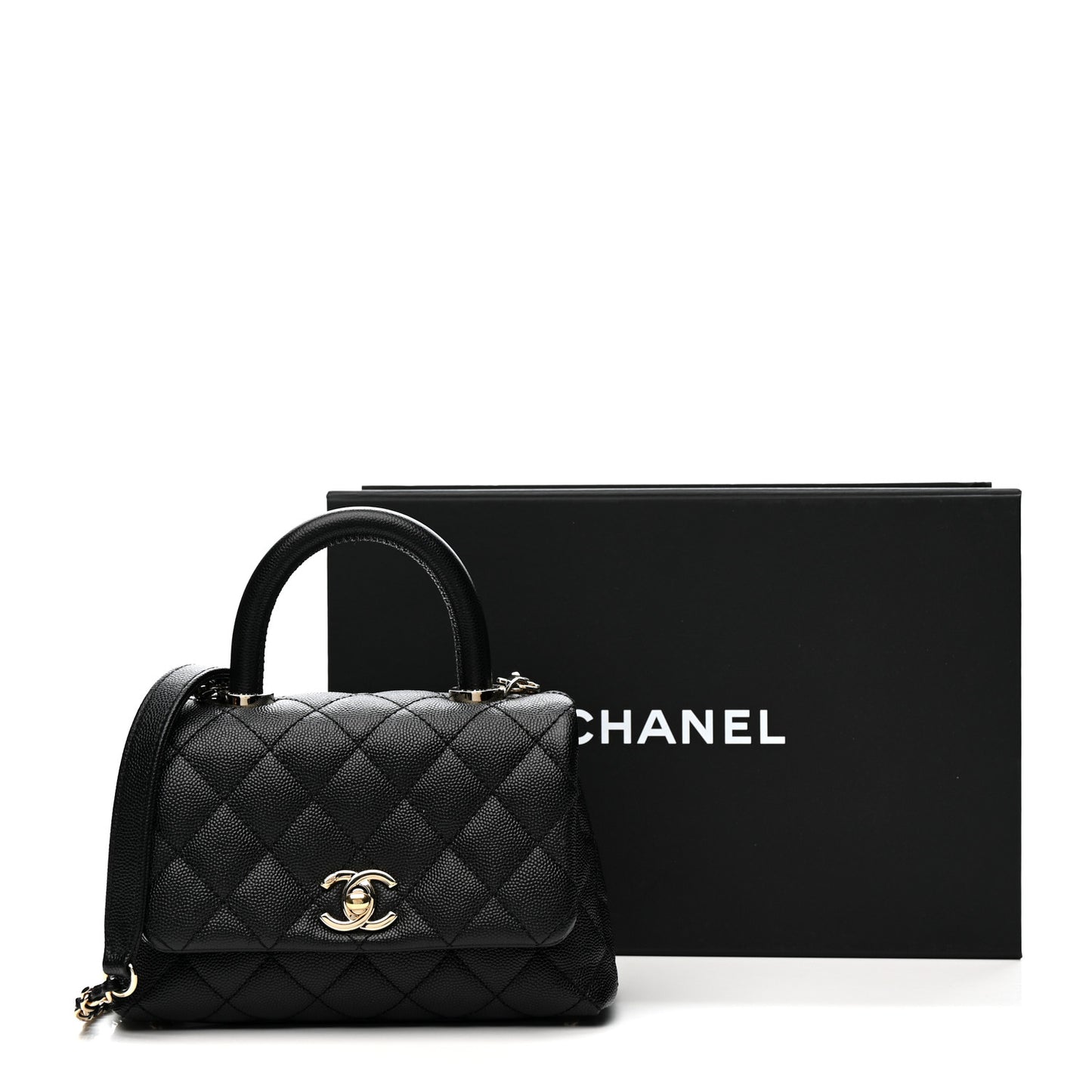 Caviar Quilted Extra Mini Coco Handle Flap Black