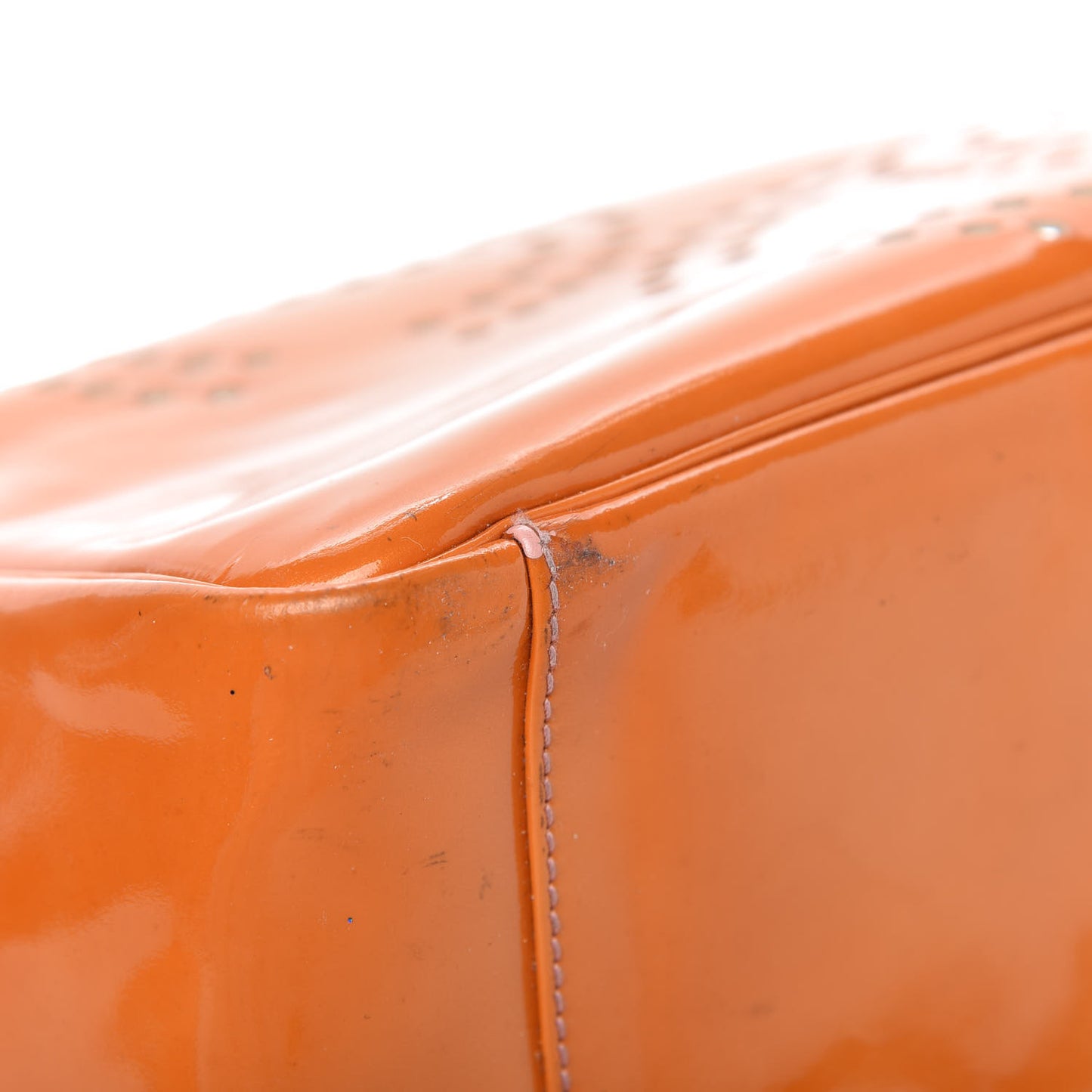 Patent Perforated CC Shopping Tote Orange