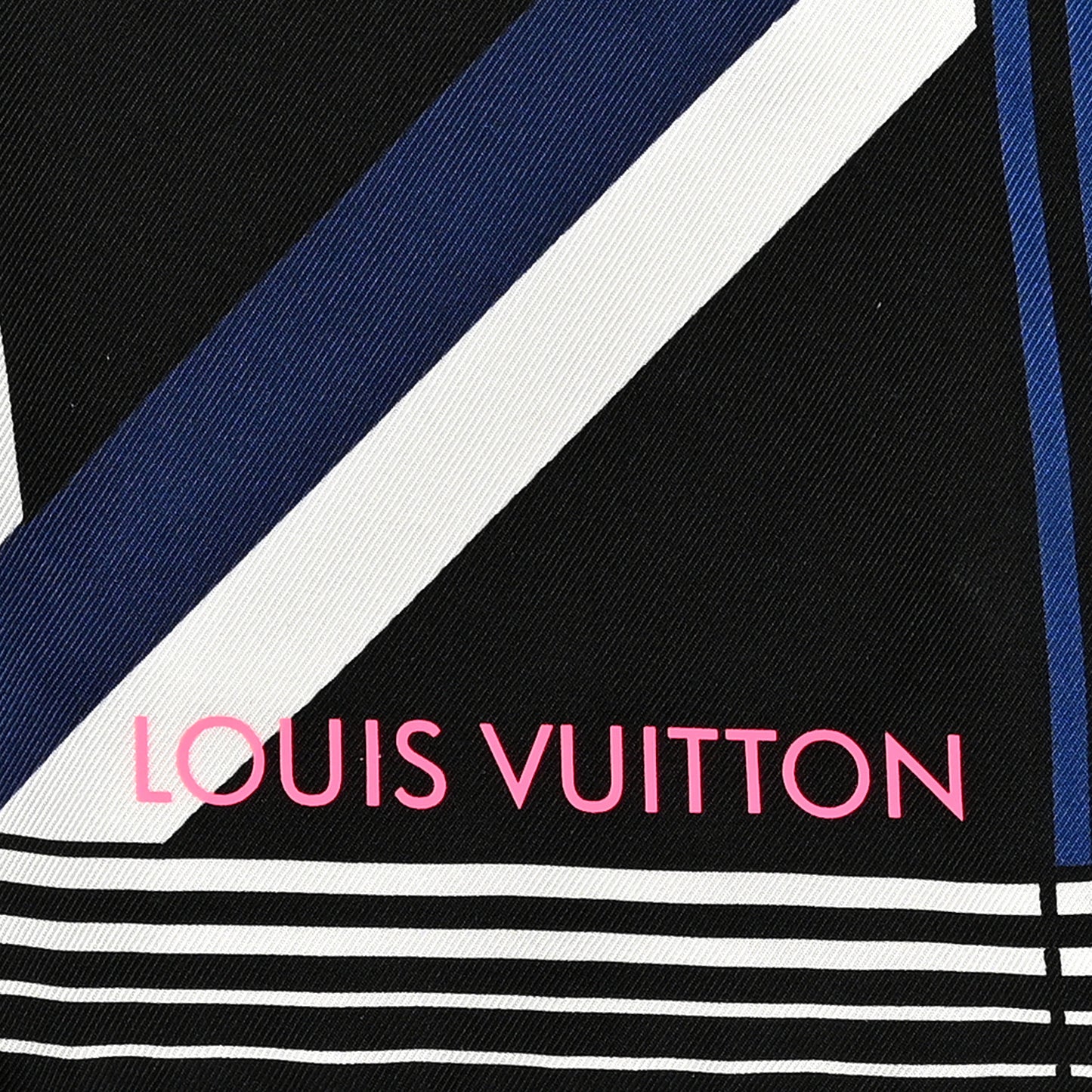 Silk LV Monogram Square Scarf Navy Black