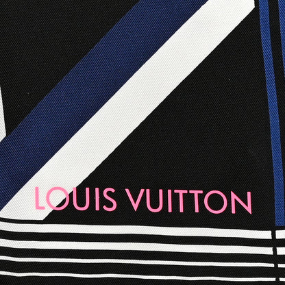 Louis Vuitton Silk LV Monogram Square Scarf Navy Black 2 of 4