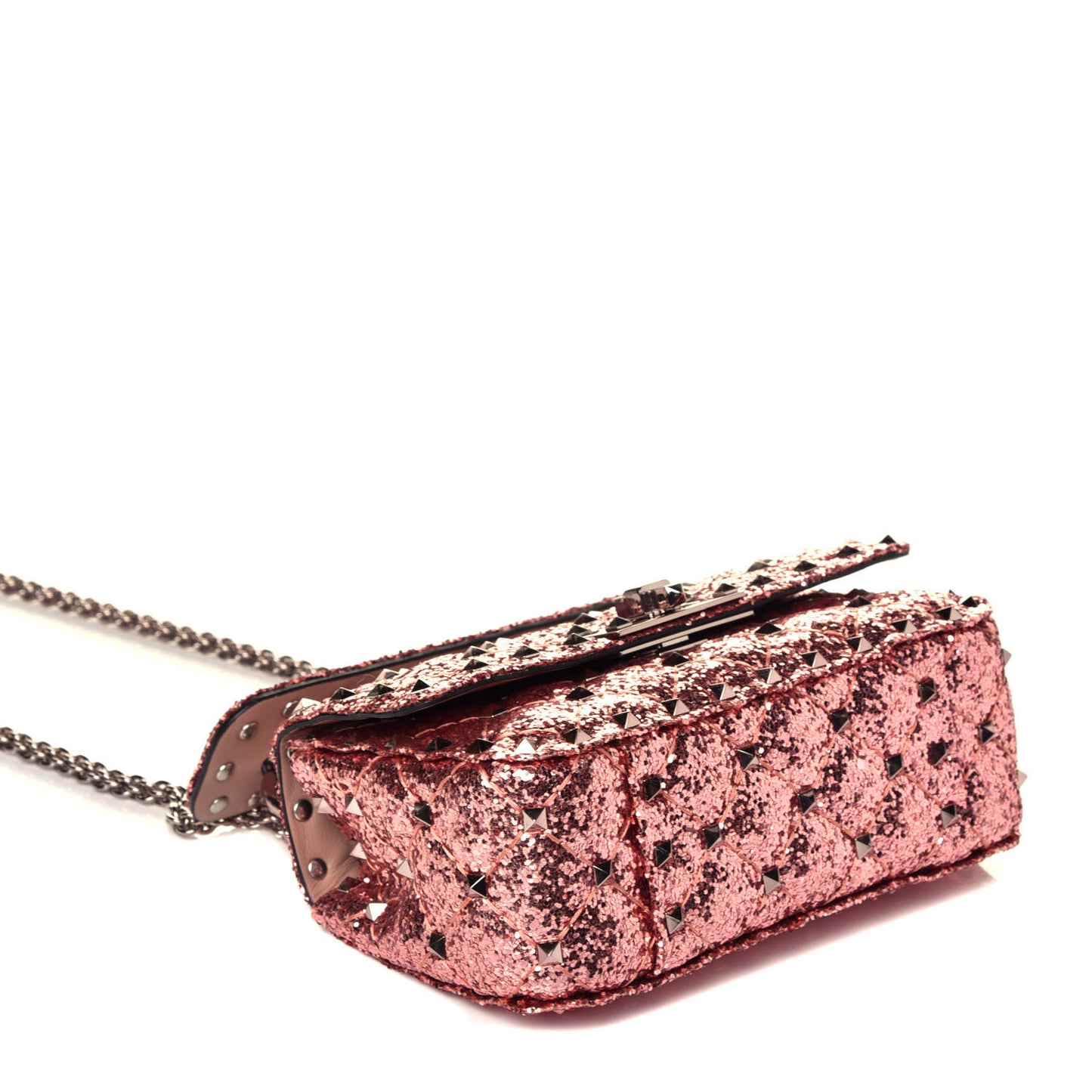 Glitter Mini Rockstud Spike Shoulder Bag Antique Pink