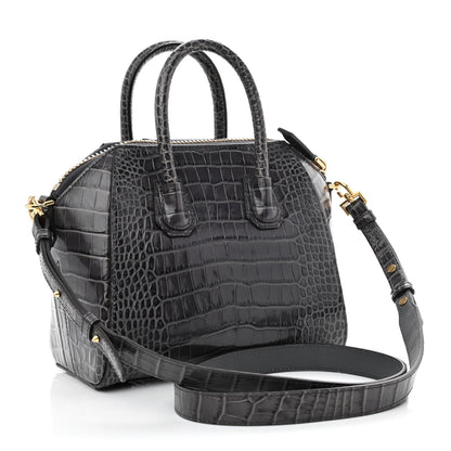 Givenchy Calfskin Crocodile Embossed Mini Antigona Storm Grey 3 of 11