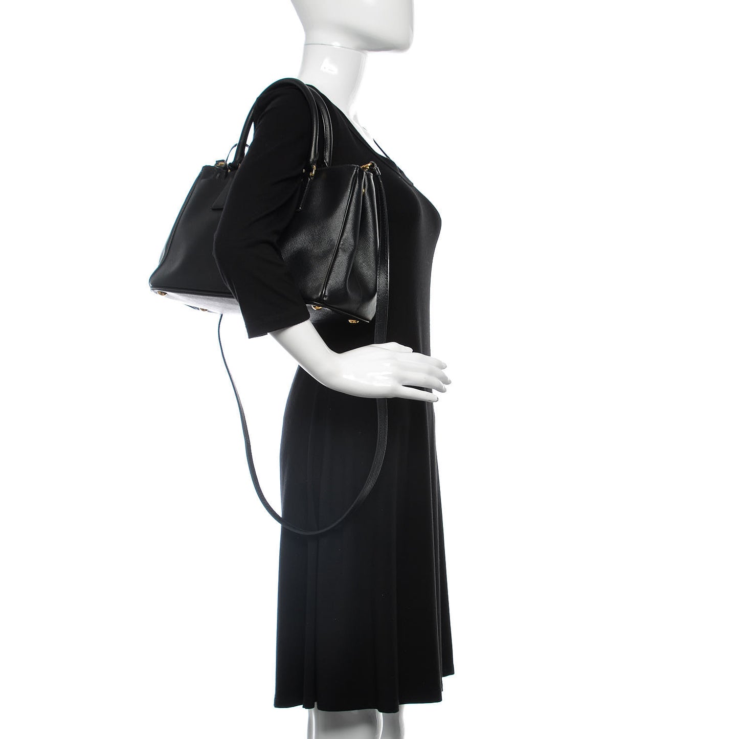 Saffiano Small Galleria Double Zip Tote Black