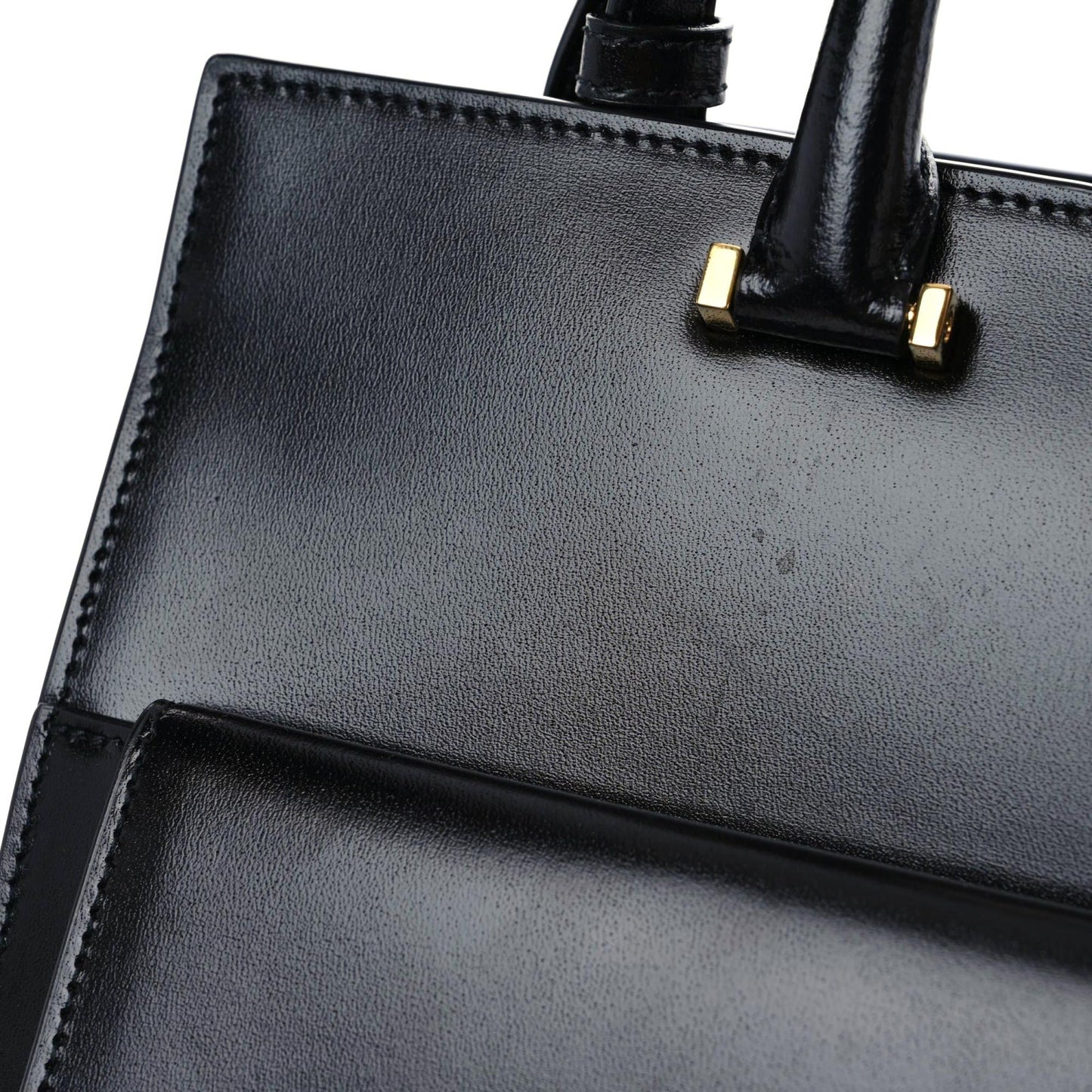 Shiny Calfskin Large Uptown Tote Black