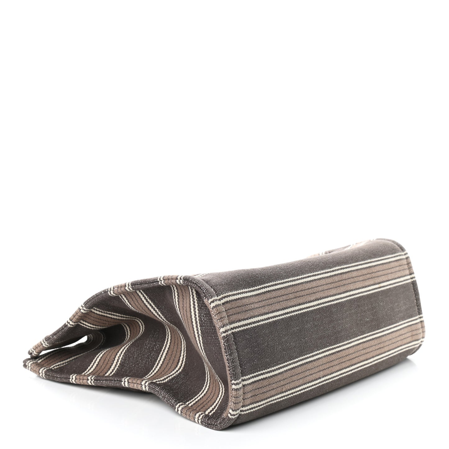 Canvas Calfskin Jacquard Vertical Cabas Grey Brown