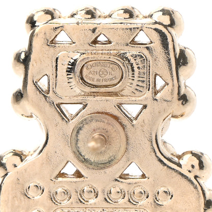 Chanel Resin Crystal Pearl Perfume Bottle CC Brooch White Gold 4 of 6