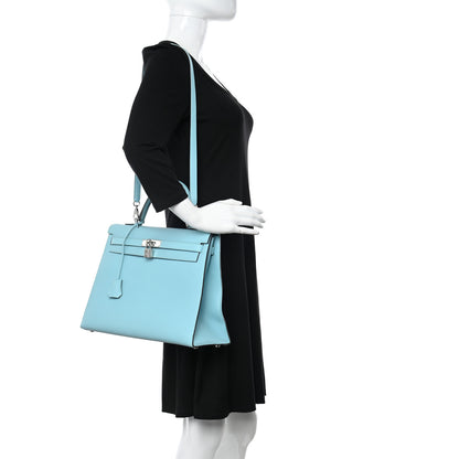 Hermes Epsom Kelly Sellier 35 Bleu Atoll 2 of 12