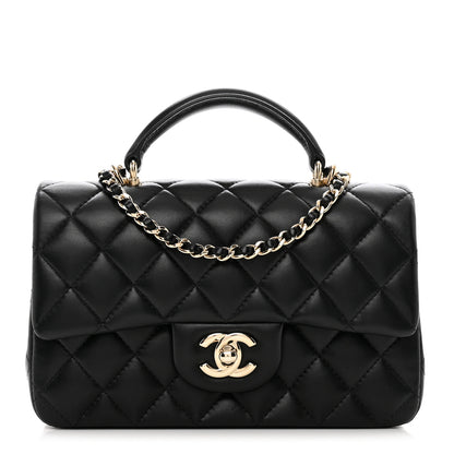 Chanel Lambskin Quilted Mini Top Handle Rectangular Flap Black 1 of 10