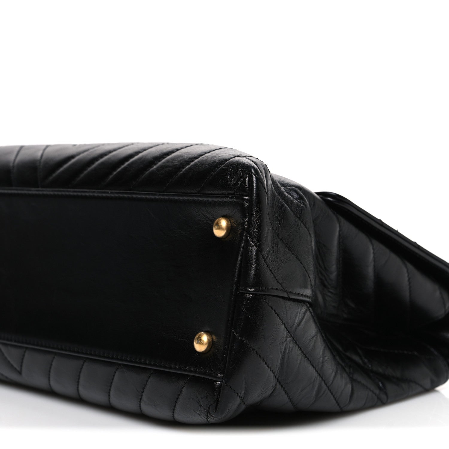 Chanel Aged Calfskin Chevron Quilted Medium Coco Handle Flap Black 10 of 10