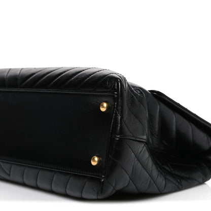 Chanel Aged Calfskin Chevron Quilted Medium Coco Handle Flap Black 10 of 10