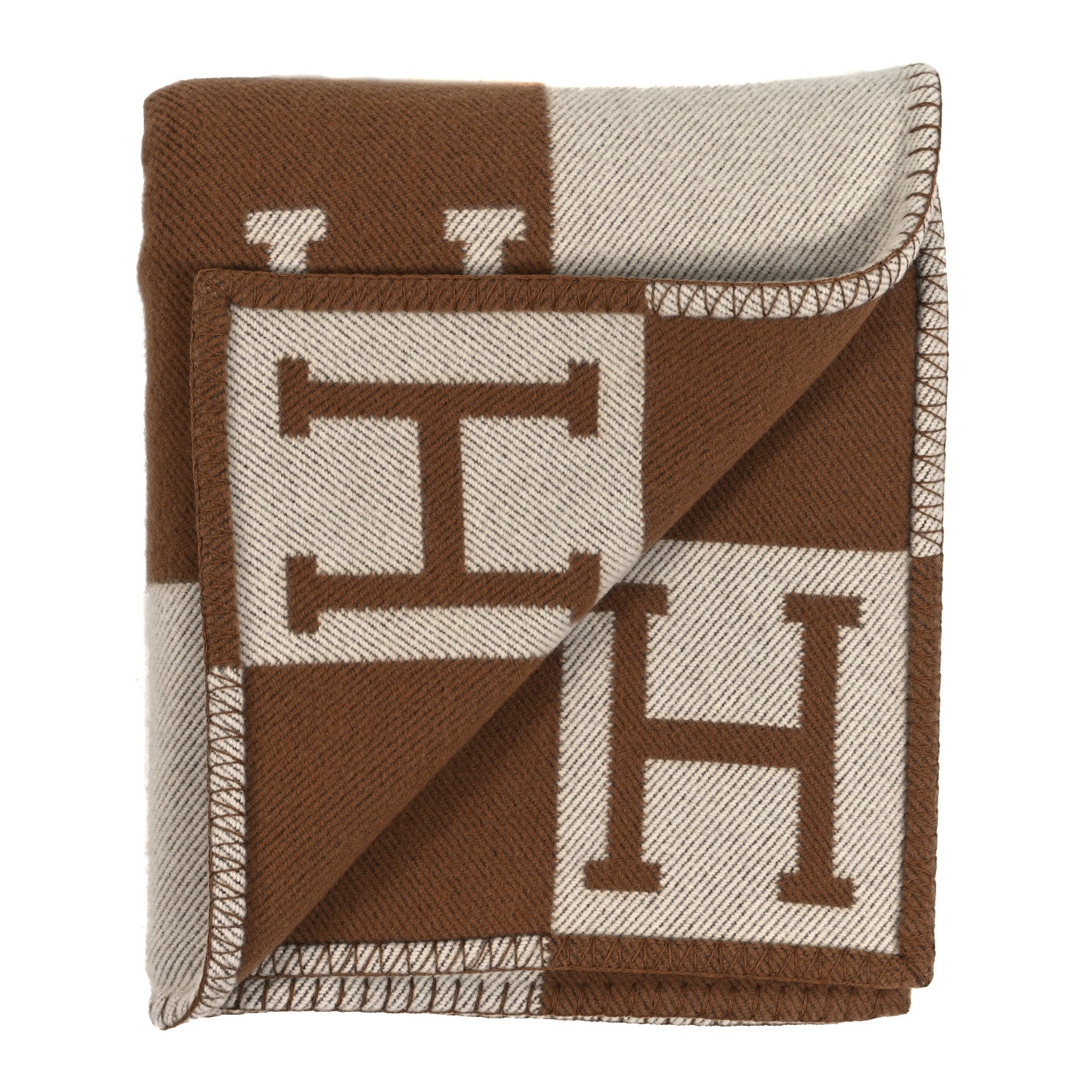 Hermes Wool Cashmere Avalon Blanket Ecru Camel 2 of 3