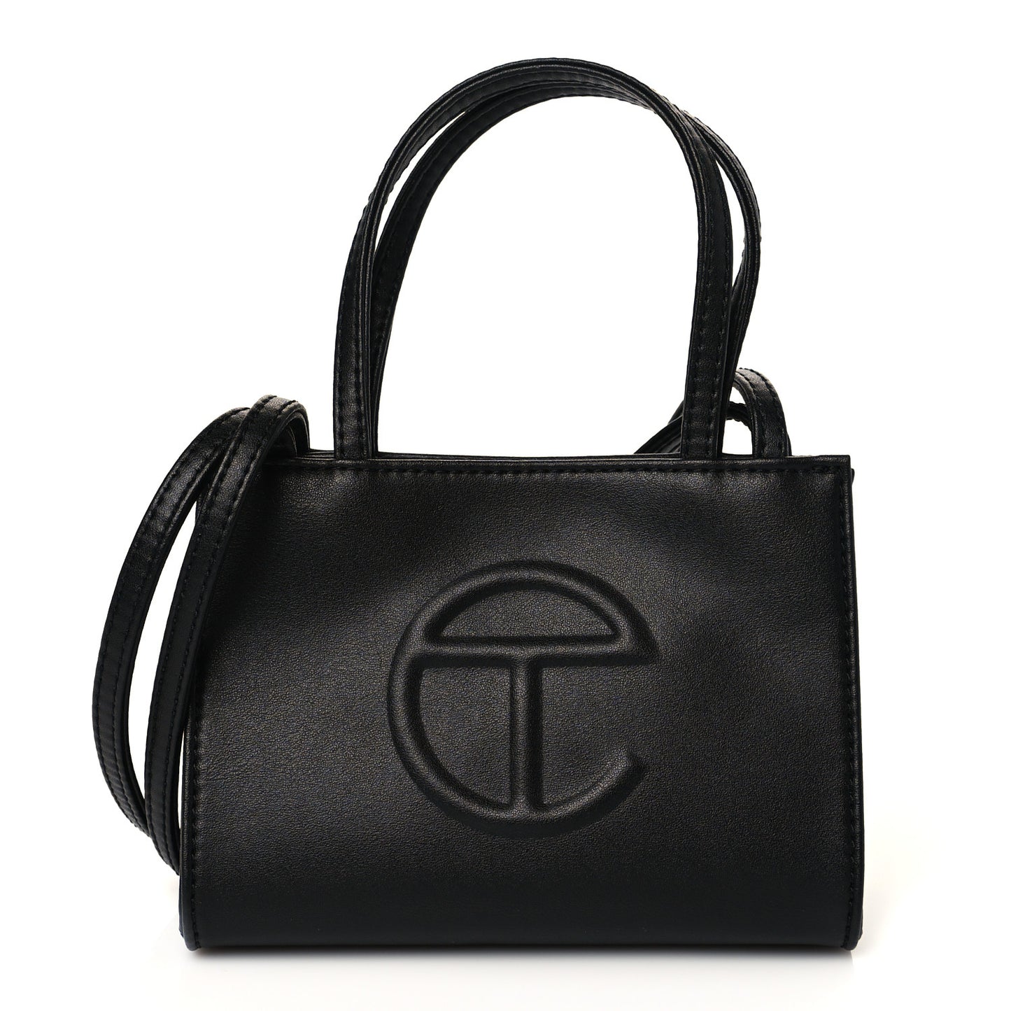 Vegan Leather Small Shopping Bag Black