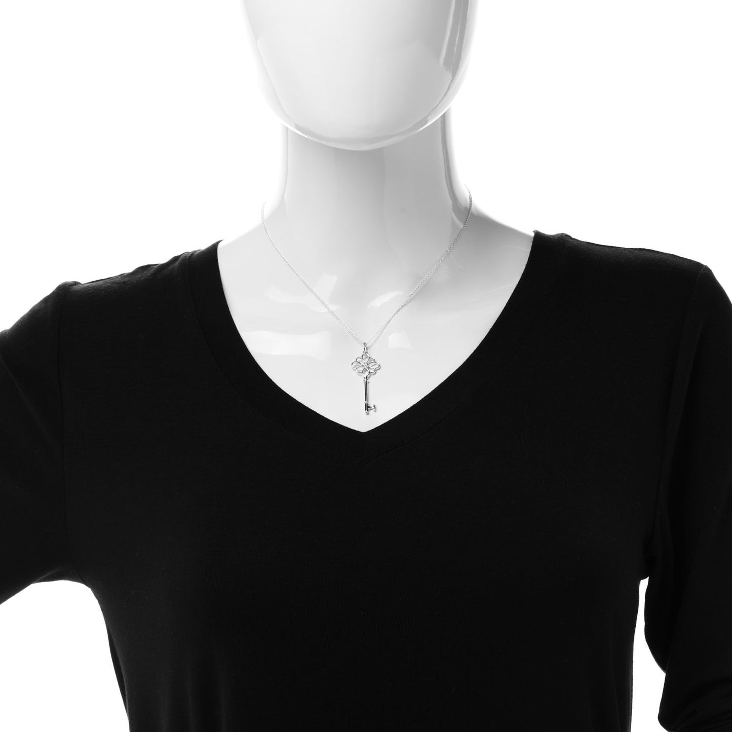 Sterling Silver Diamond Knot Key Pendant Necklace