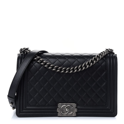 Chanel Metallic Calfskin Quilted New Medium Boy Flap Black 1 of 9