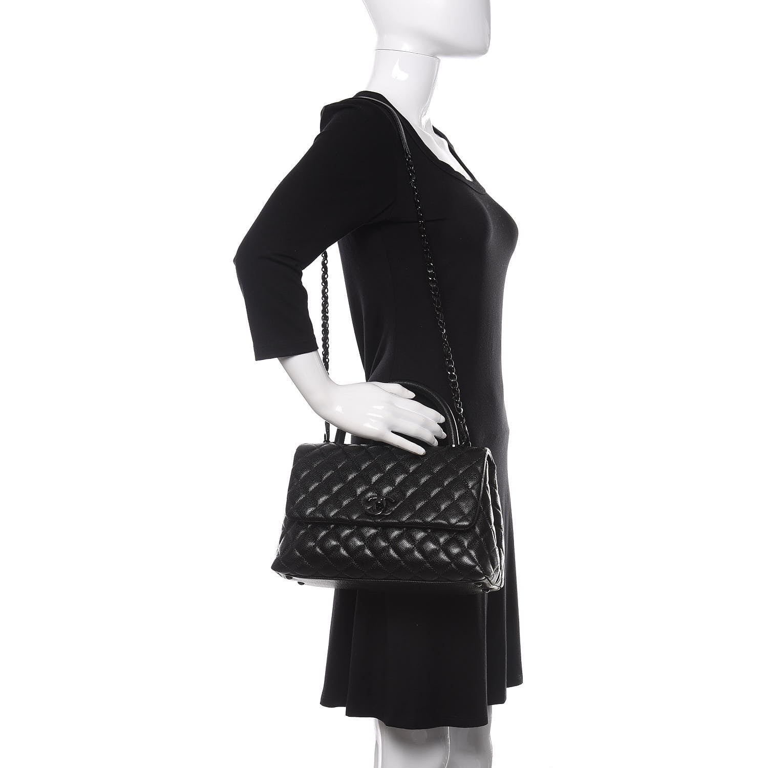 Chanel Caviar Quilted Small Coco Handle Flap So Black 3 of 10