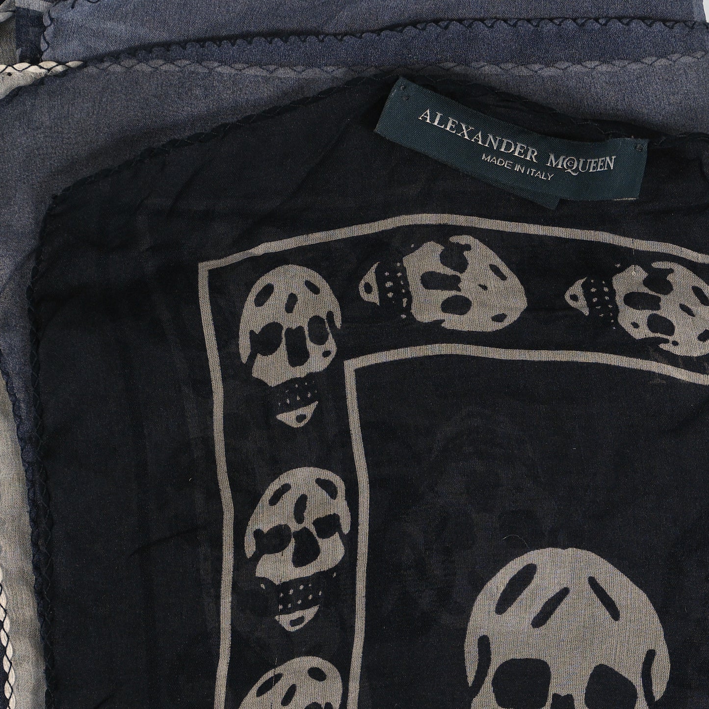 Silk Chiffon Ombre Skull Scarf Grey Ivory