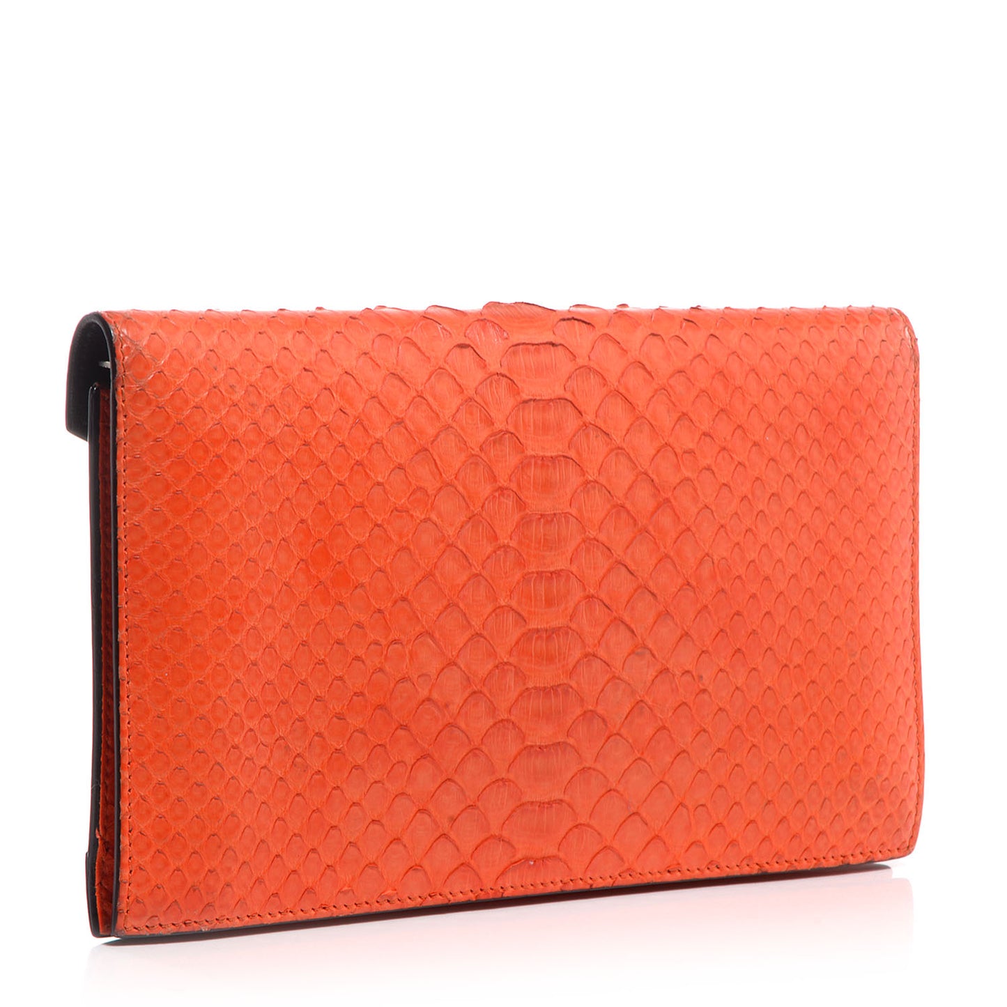 Python Calfskin Diamond Clutch Bright Orange