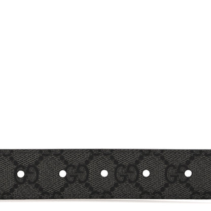 Gucci Selleria Calfskin GG Supreme Monogram Reversible Belt 90 36 Graphite Grey Black 3 of 5