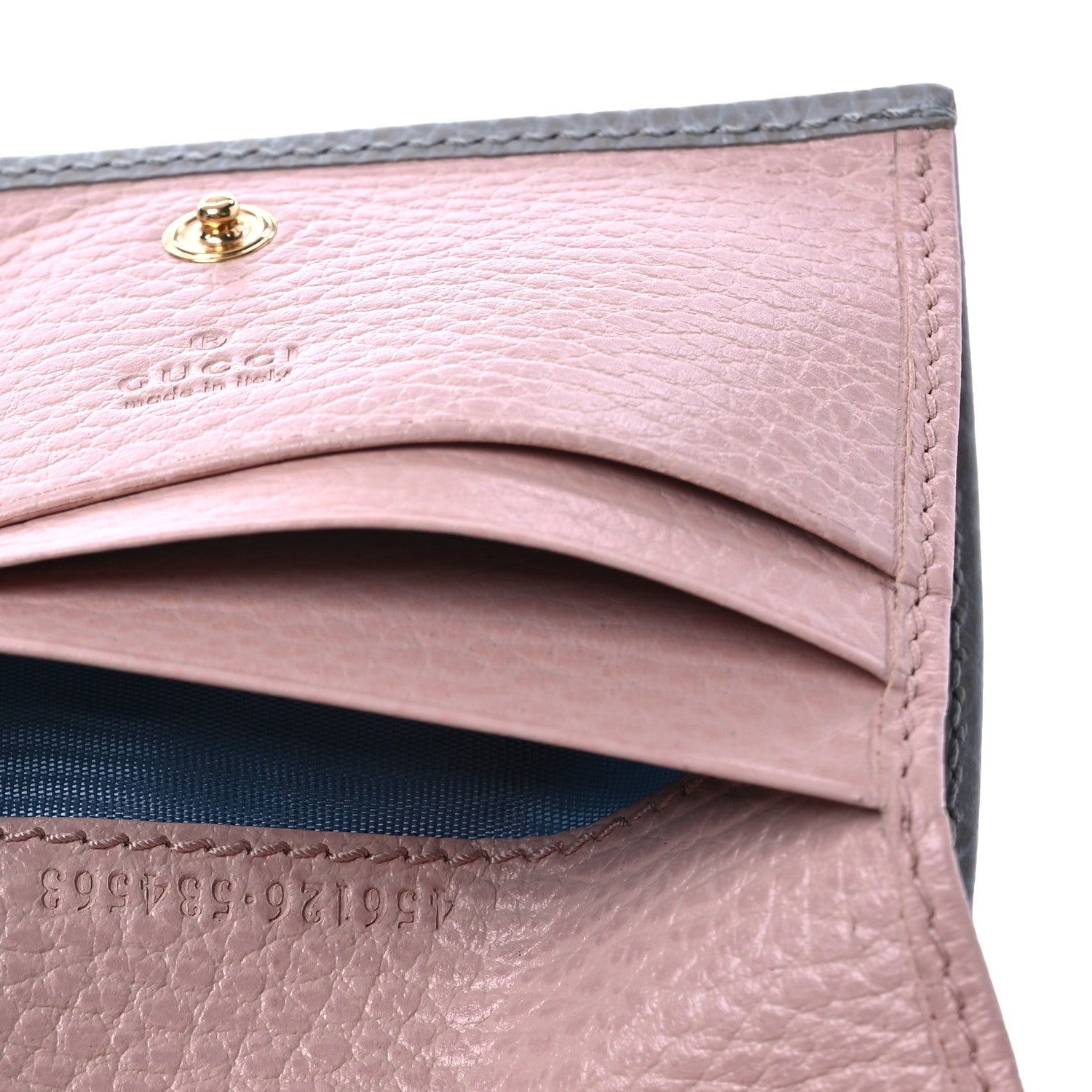 Gucci Dollar Calfskin GG Marmont Card Case Grey Sky Perfect Pink 9 of 10
