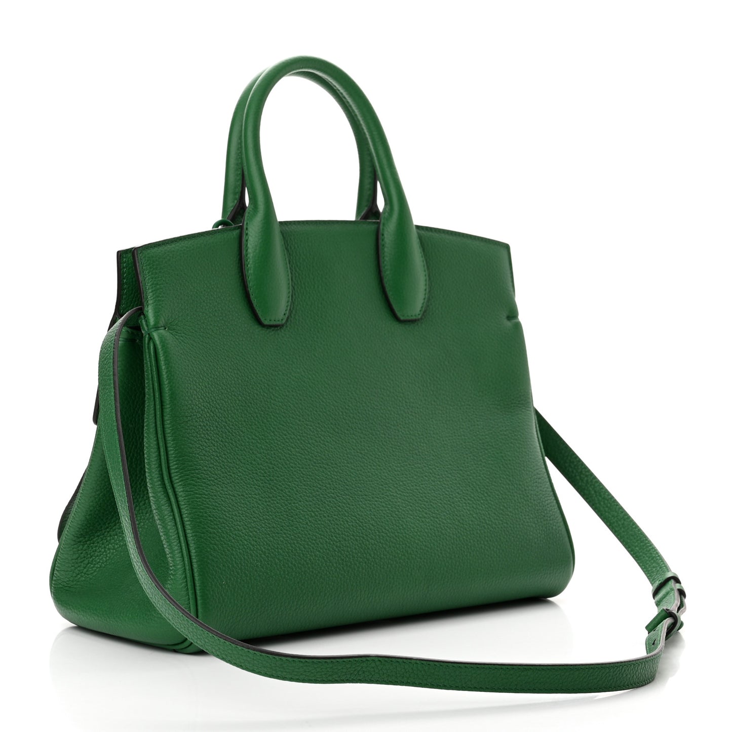 Grained Calfskin Studio Top Handle Bag Green