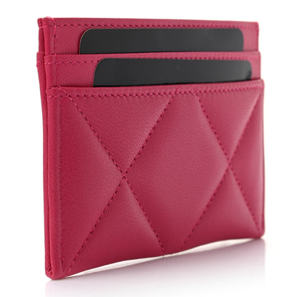 Chanel Shiny Goatskin Quilted 19 Card Holder Dark Pink 3 of 8