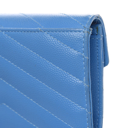 Saint Laurent Grain de Poudre Matelasse Chevron Small Monogram Wallet Blue Clair 10 of 13