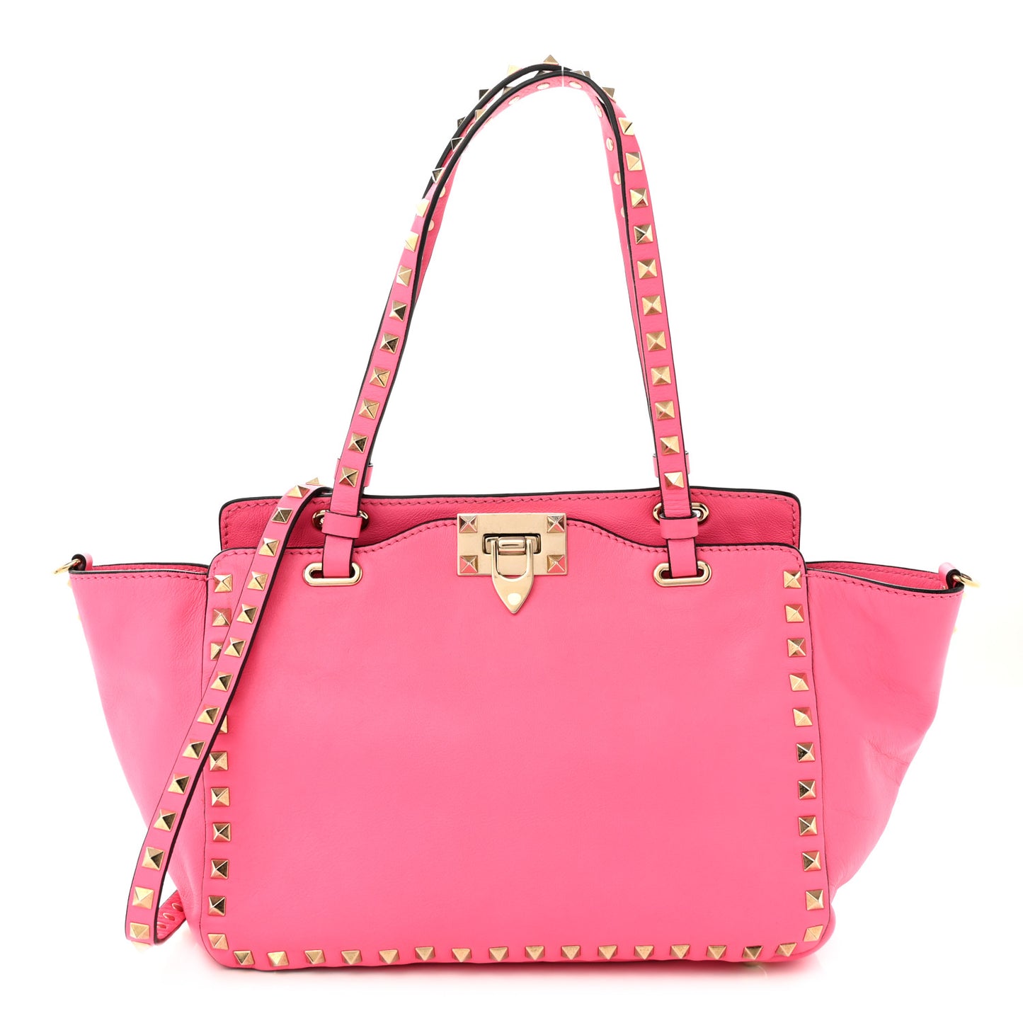Vitello Small Rockstud Tote Fuxia Fluo