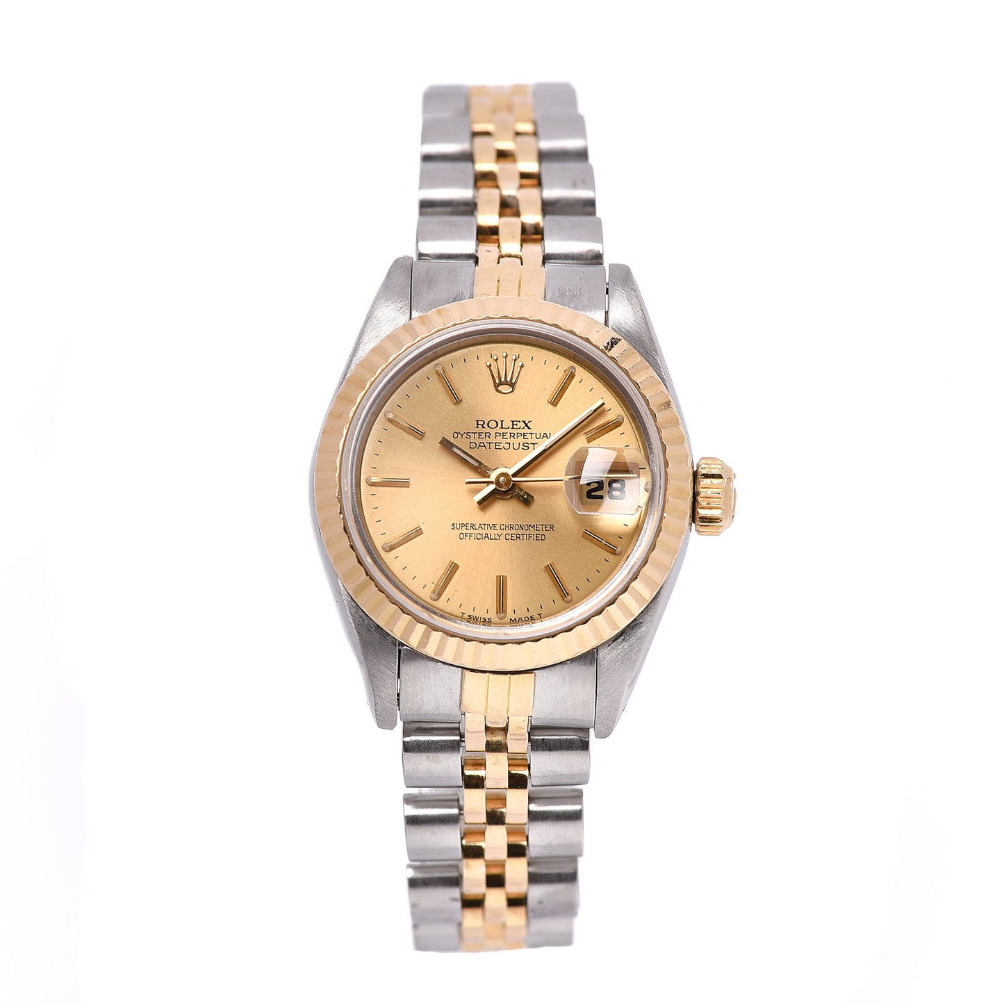 Stainless Steel 18K Yellow Gold 26mm Oyster Perpetual Datejust Watch Champagne 69173