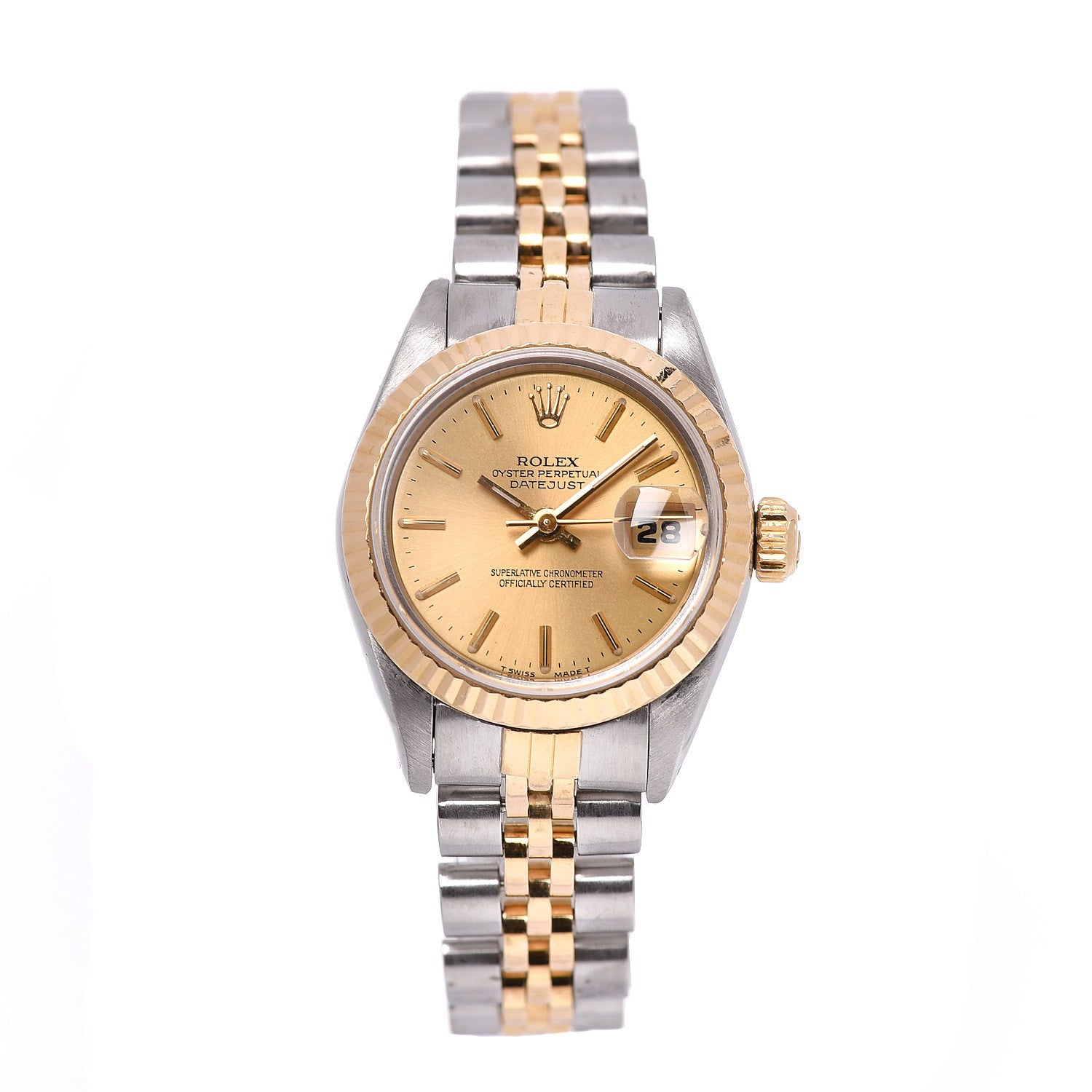 Rolex Stainless Steel 18K Yellow Gold 26mm Oyster Perpetual Datejust Watch Champagne 69173 1 of 7
