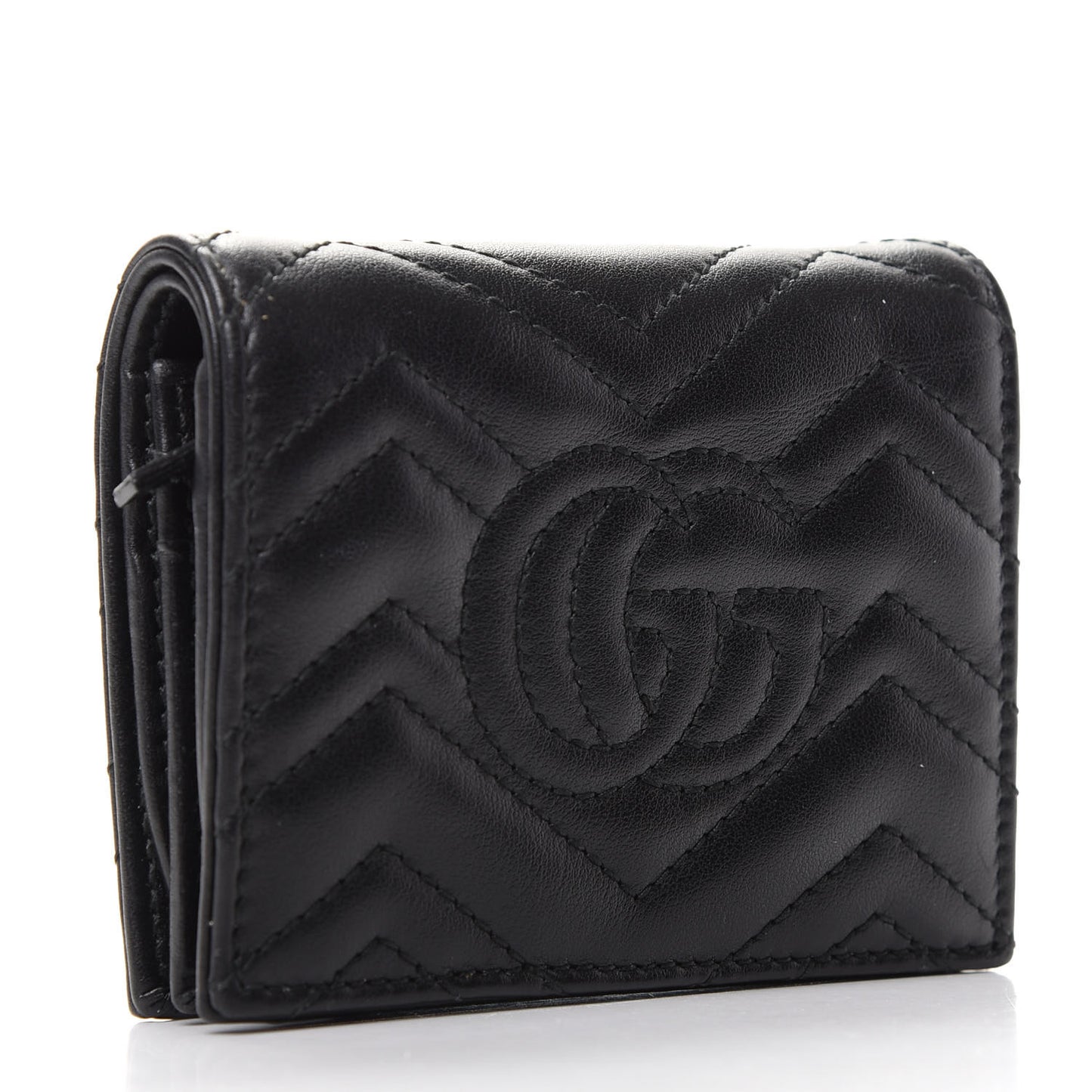 Calfskin Matelasse GG Marmont Card Case Wallet Black