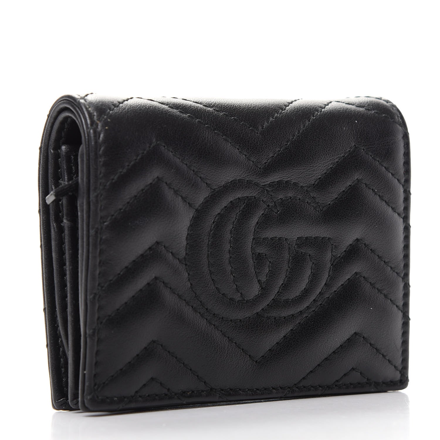 Gucci Calfskin Matelasse GG Marmont Card Case Wallet Black 3 of 6