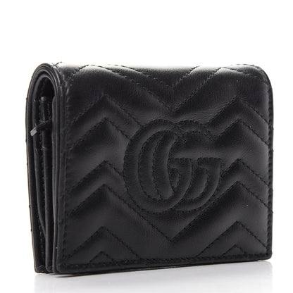Gucci Calfskin Matelasse GG Marmont Card Case Wallet Black 3 of 6