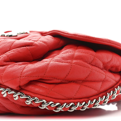 Chanel Washed Lambskin Quilted Large Chain Around Messenger Red 10 of 10