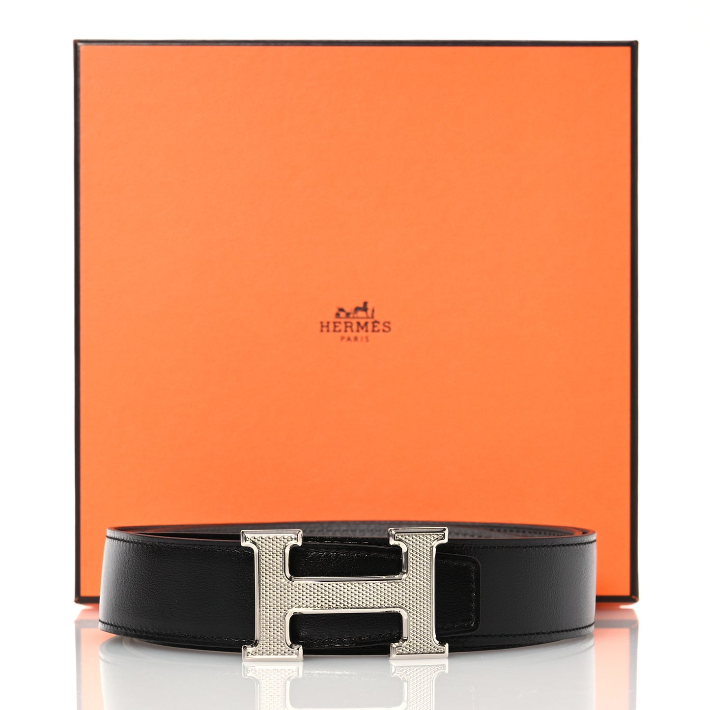 Box Togo 32mm Guilloche H Belt 110 Black Etain