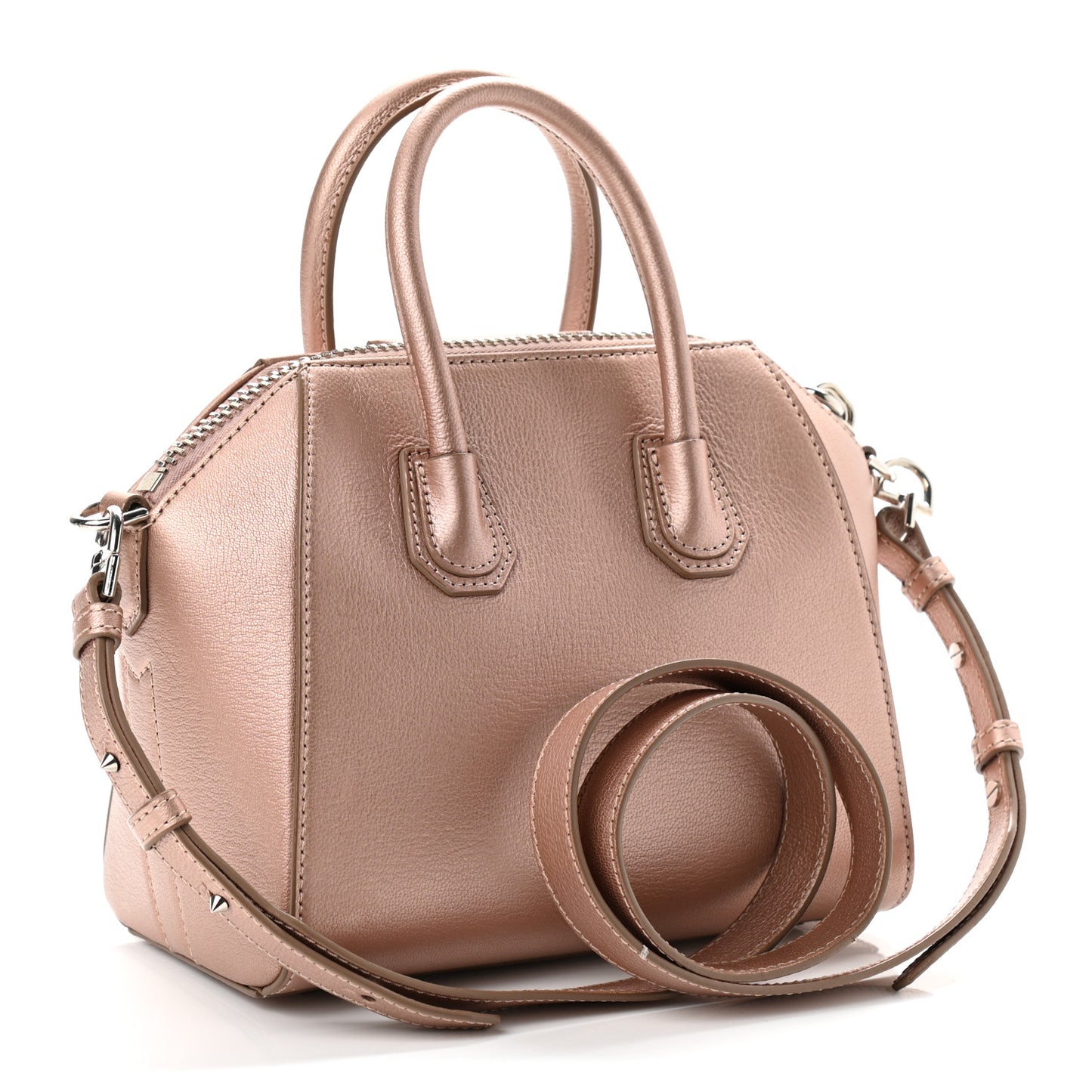 Metallic Sugar Goatskin Mini Antigona Light Pink