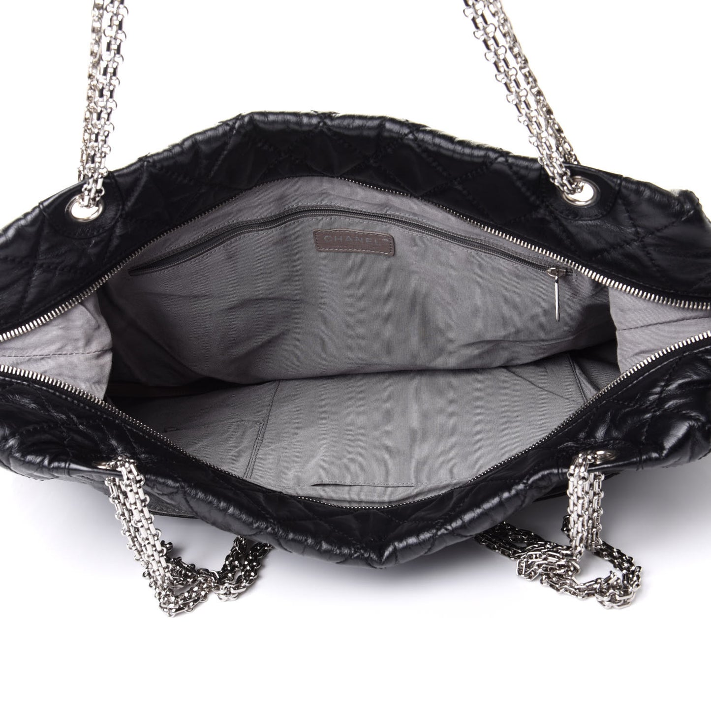 Glazed Calfskin Quilted Surpique Carryall Black