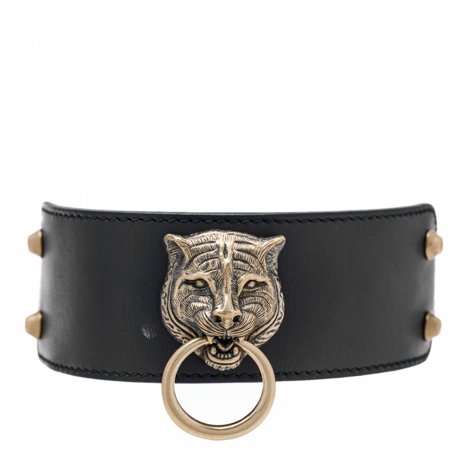 Gucci Calfskin Feline Head Choker Black 1 of 7