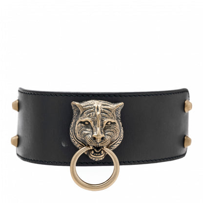 Gucci Calfskin Feline Head Choker Black 1 of 7