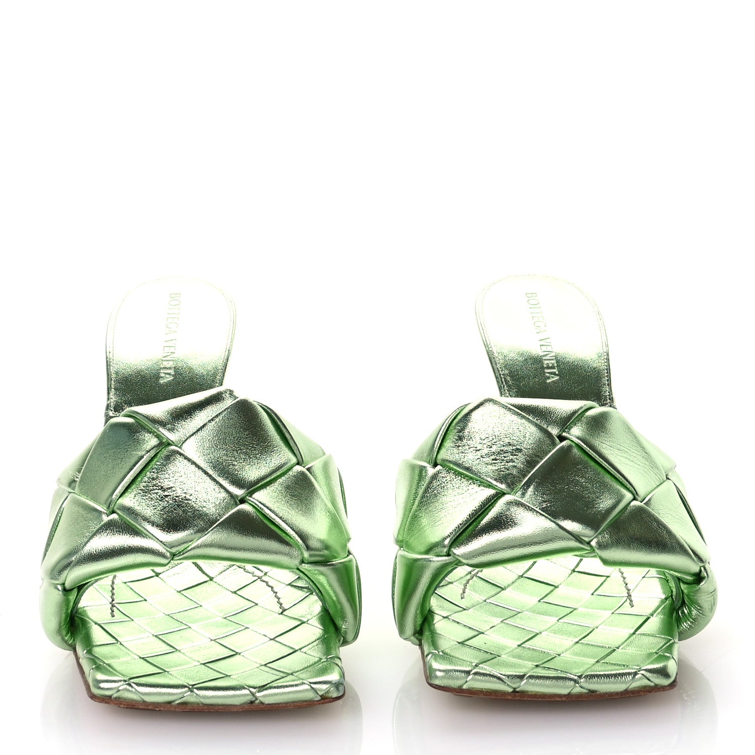 Bottega Veneta Metallic Nappa Maxi Intrecciato Lido 90mm Mule Sandals 38 Pistachio 3 of 7