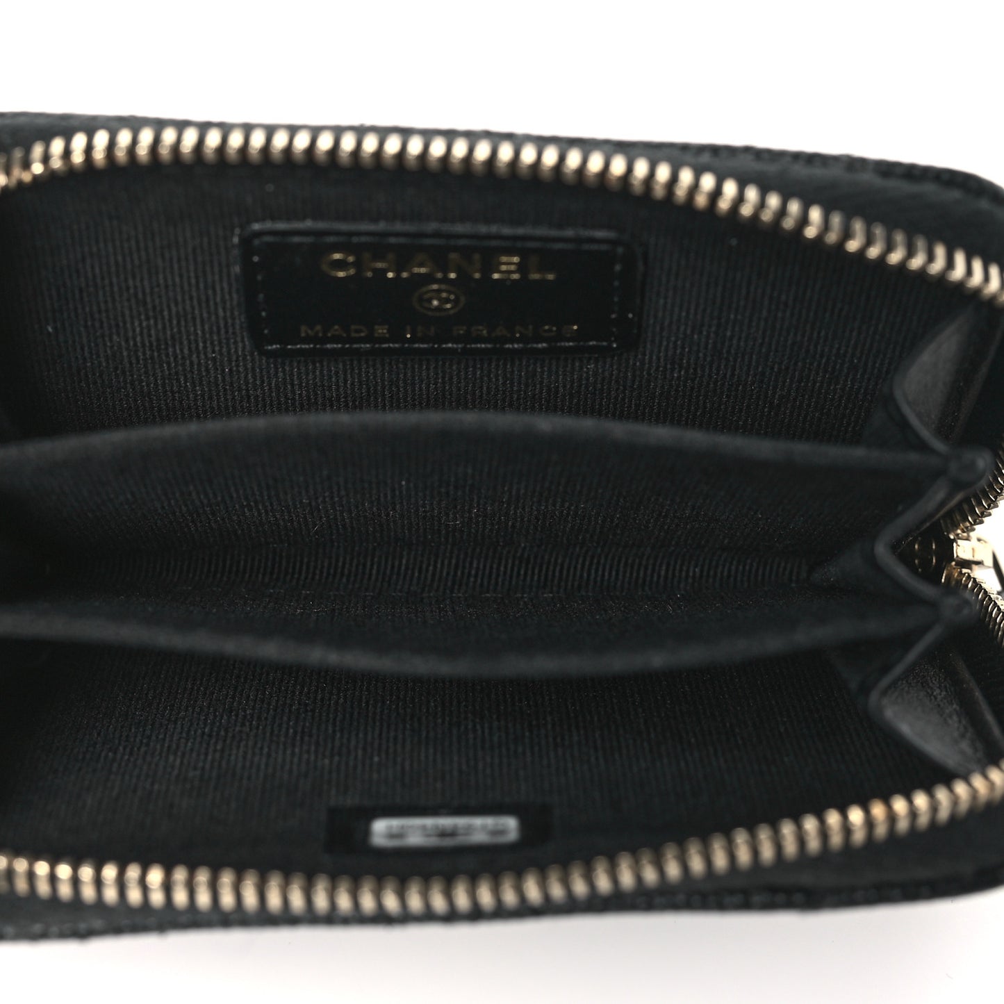 Shiny Caviar Quilted Strass CC Zip Coin Purse Black