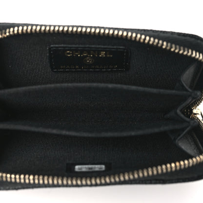 Chanel Shiny Caviar Quilted Strass CC Zip Coin Purse Black 5 of 8