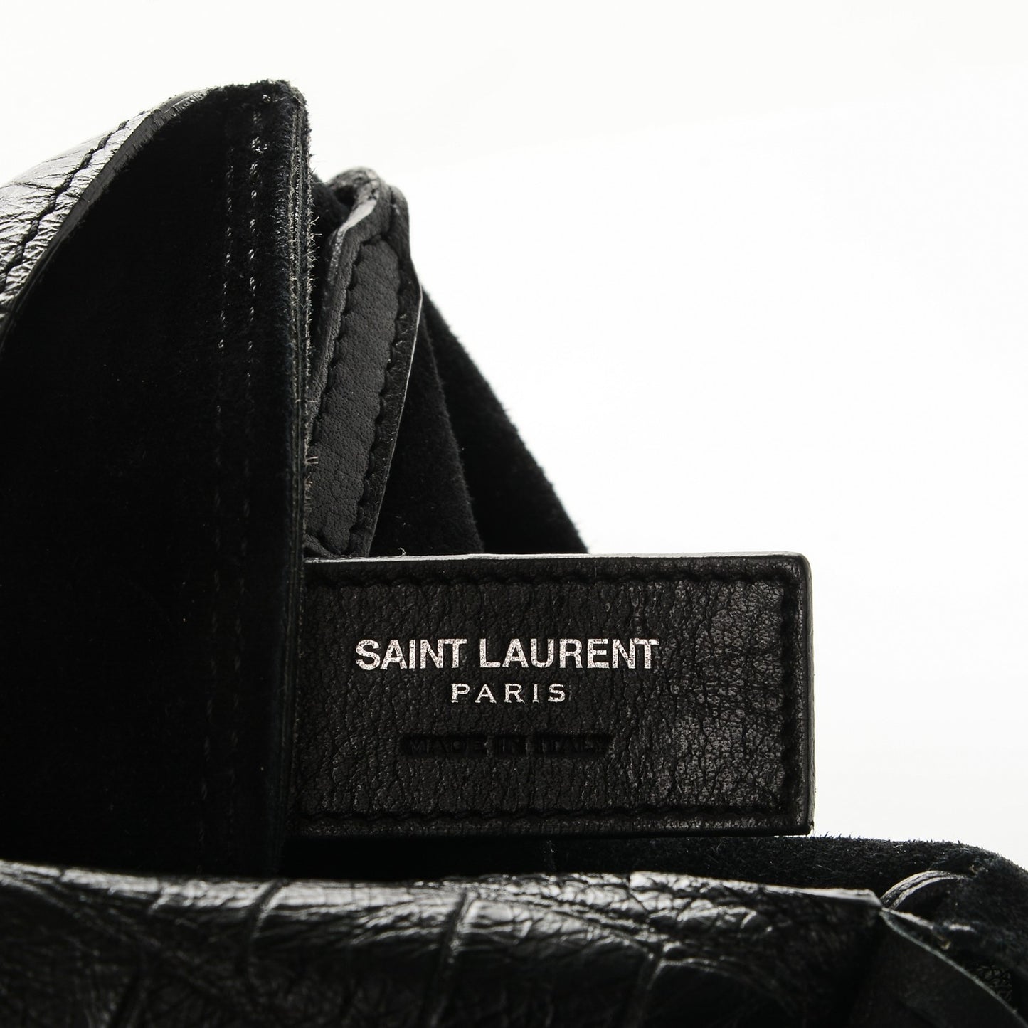 Calfskin Crocodile Embossed Anita Tassed Crossbody Bag Black