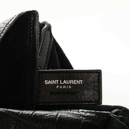 Saint Laurent Calfskin Crocodile Embossed Anita Tassed Crossbody Bag Black 6 of 6