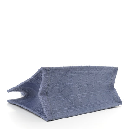 Christian Dior Embroidered Cannage Medium Book Tote Denim Blue 4 of 10