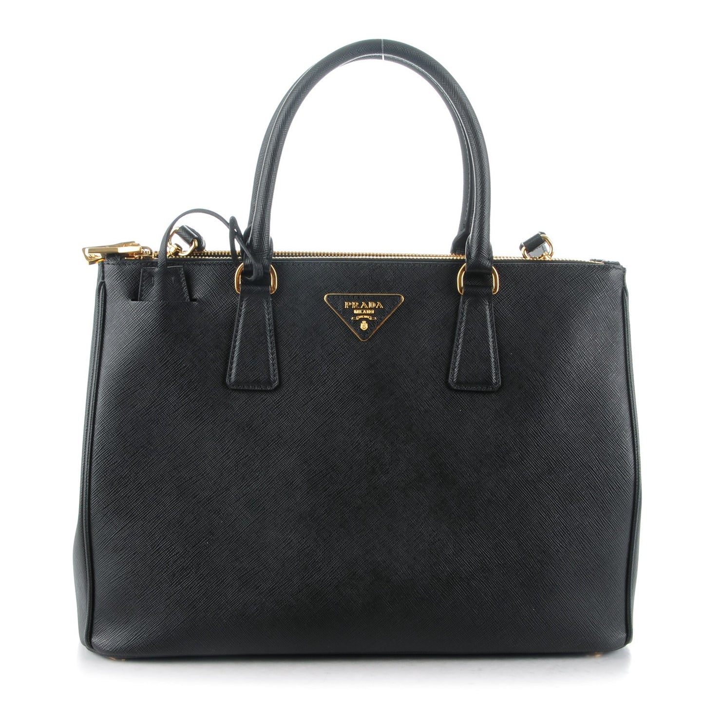 Saffiano Medium Galleria Double Zip Tote Black