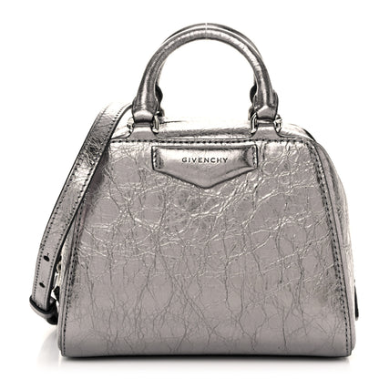 Givenchy Laminated Lambskin Micro Antigona Cube Bag Silvery Grey 1 of 9