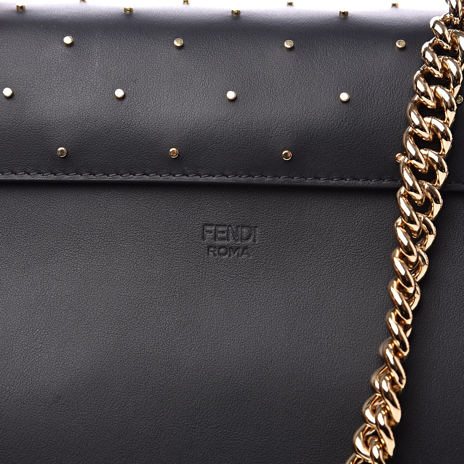 Fendi Vitello Liberty F is Studded Small Kan I Shoulder Bag Black 10 of 13