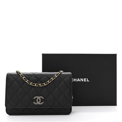 Chanel Caviar Quilted Crystal CC Wallet On Chain WOC Black 12 of 12