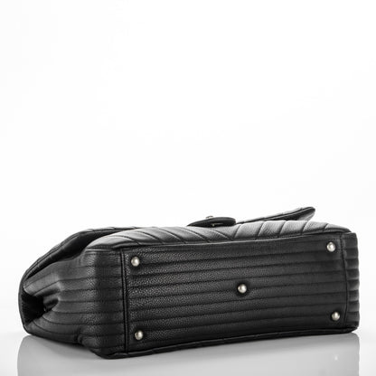 Chanel Calfskin Chevron Quilted XXL Travel Flap Bag Black 4 of 8